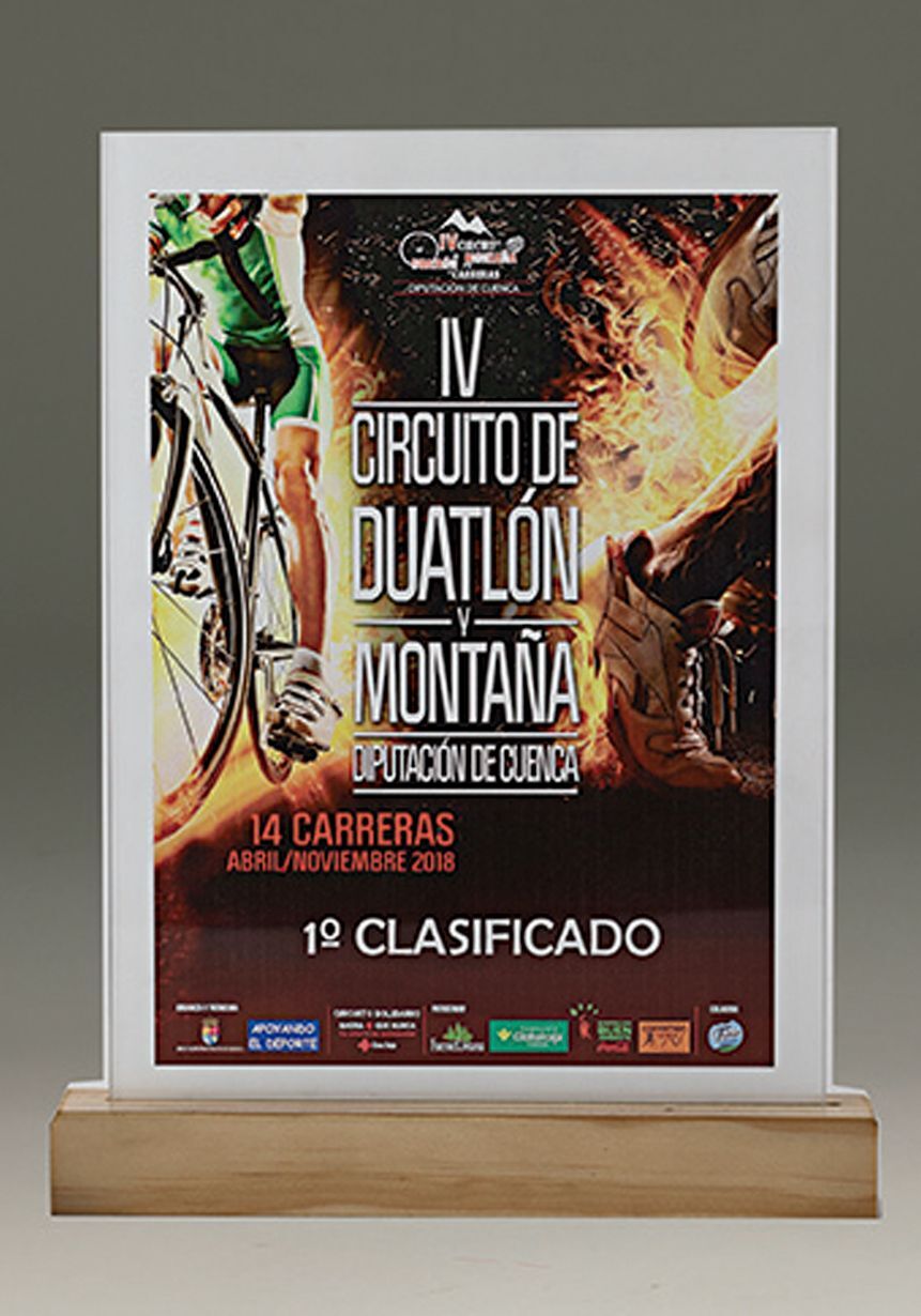 Color cristallo trofeo rettangolare mano di sostegno in alluminio stampato