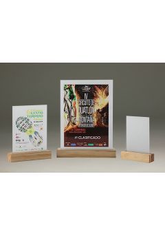 Trofeo de cristal rectangular impreso color soporte madera  Thumb