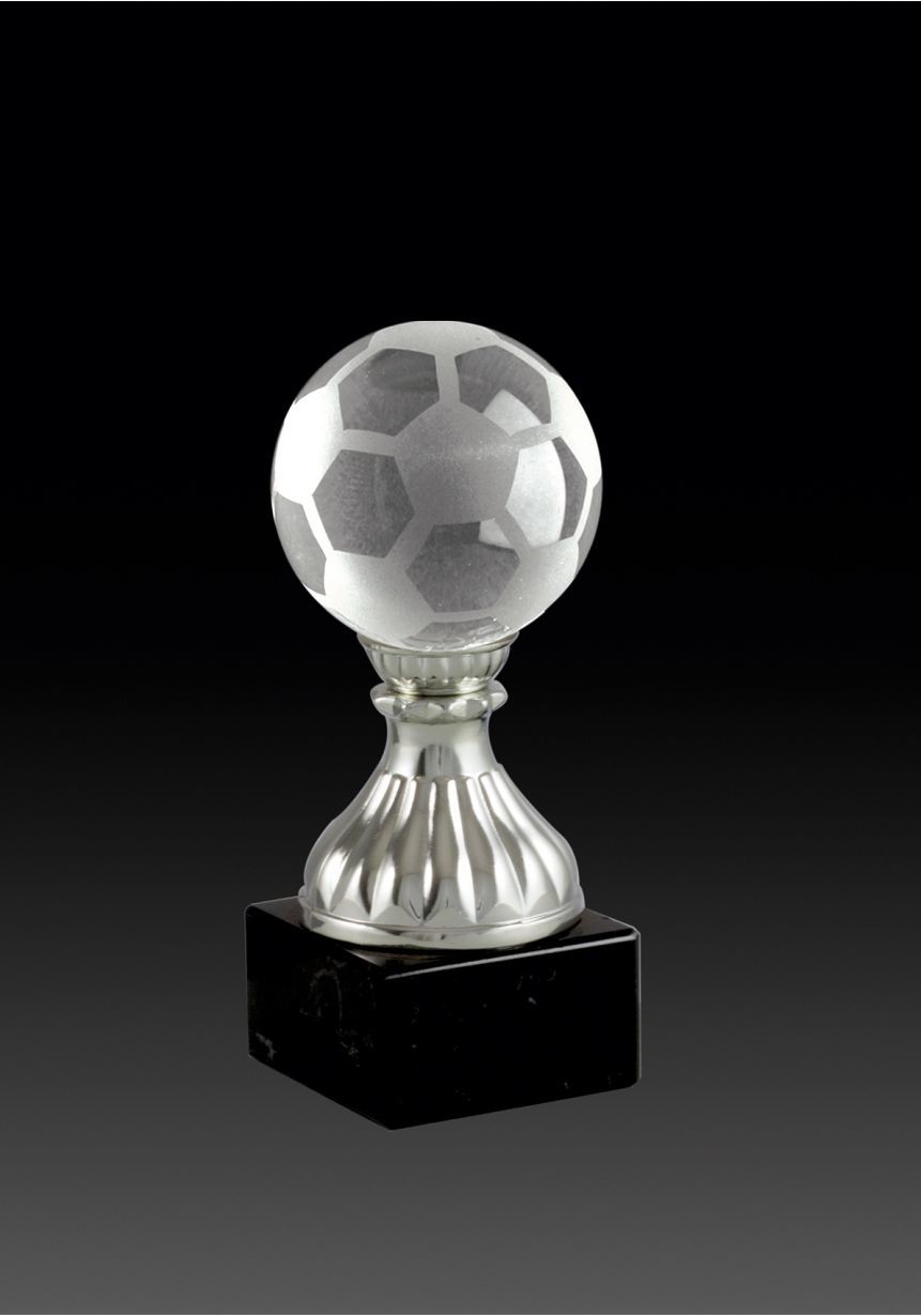 Trofeo de cristal copa invertida opción pelota base mármol