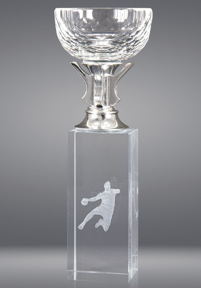 Trofeo de cristal con copa y cristal deportivo