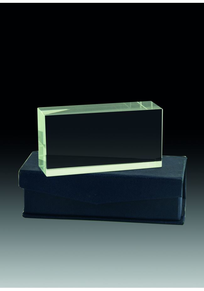 Trofeo de cristal prisma rectangular horizontal
