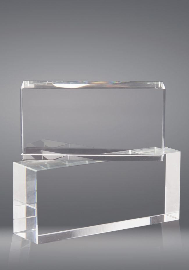 Trofeo de cristal prisma rectangular horizontal