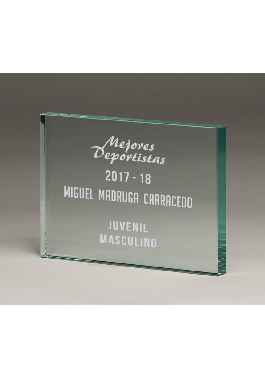 Trofeo taco cristal forma rectangular