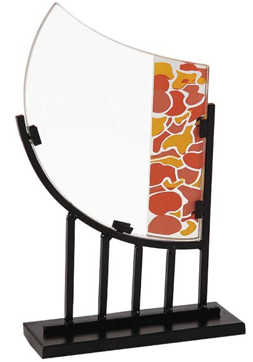Trofeo de cristal blanco soporte metal base metal