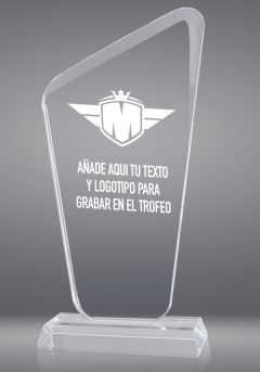 Trofeo de cristal forma pico base cristal