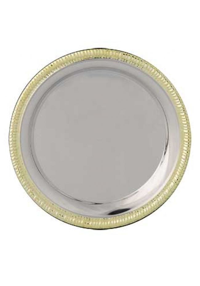 Plato aluminio con borde de latón labrado Plato aluminio con borde de latón labrado