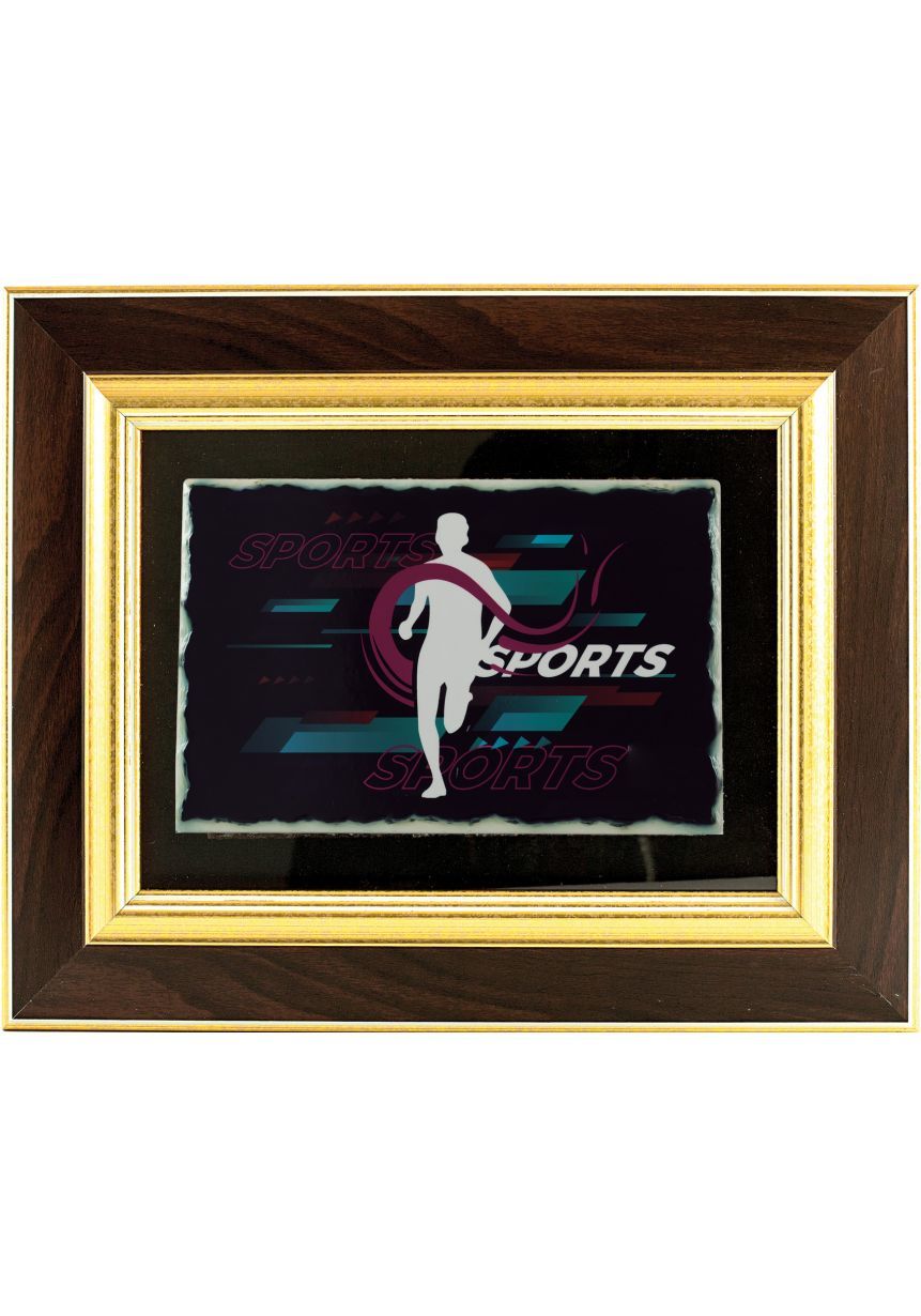 Tribute plate rectangular wood-frame double gold sublimation