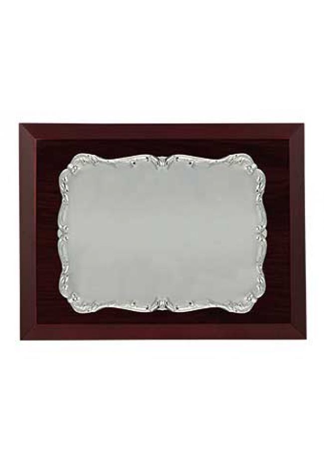 Placa de homenaje económica forma bandeja aluminio Placa de homenaje económica forma bandeja aluminio