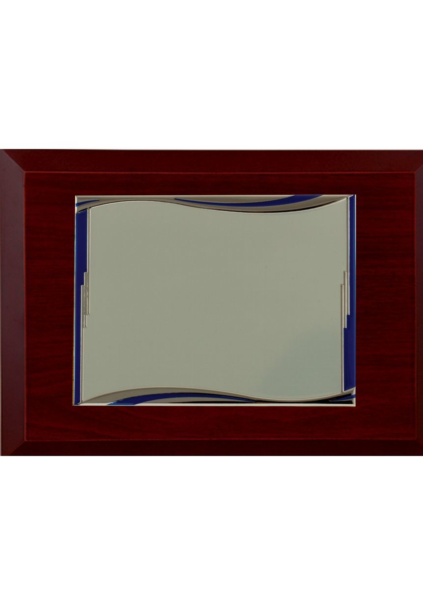 Placa de homenaje comercial rectangular ondas azules