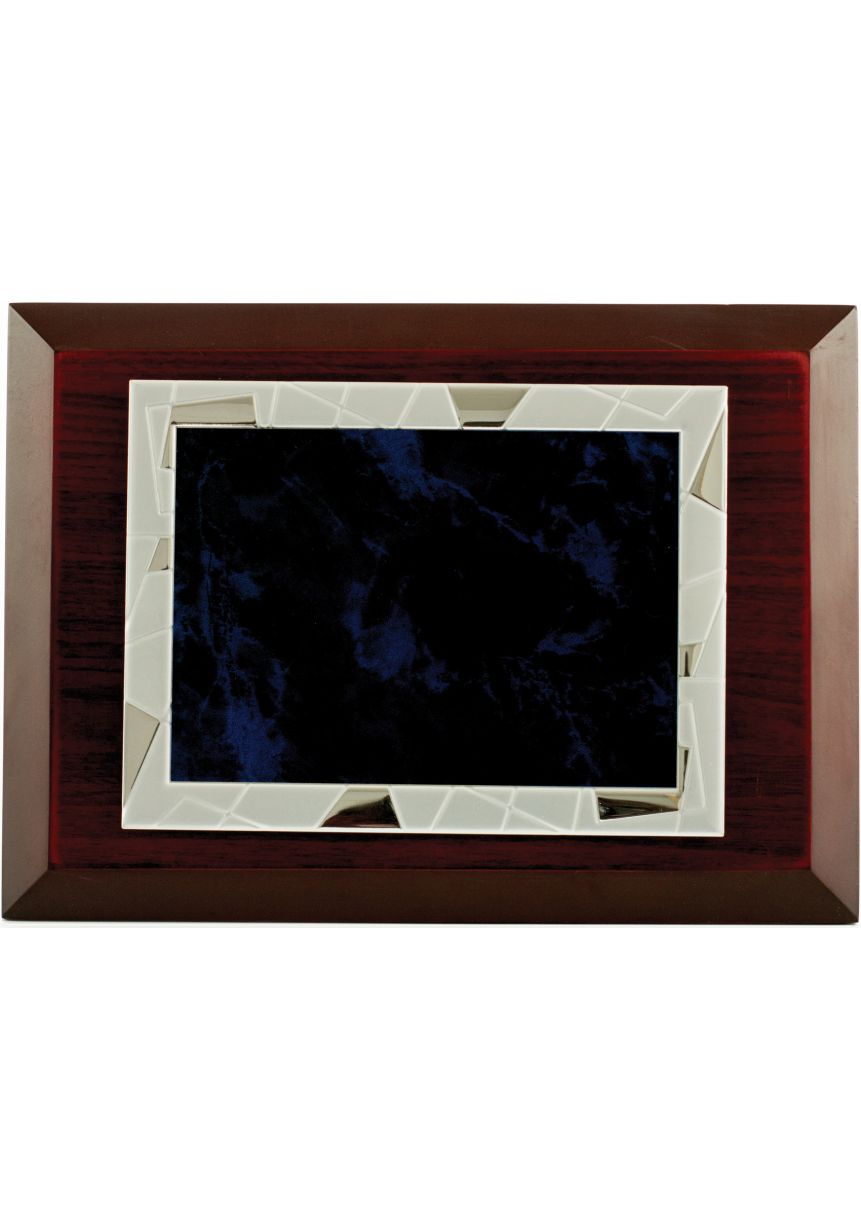 Placa de homenaje comercial rectangular de aluminio fondo azul-negro