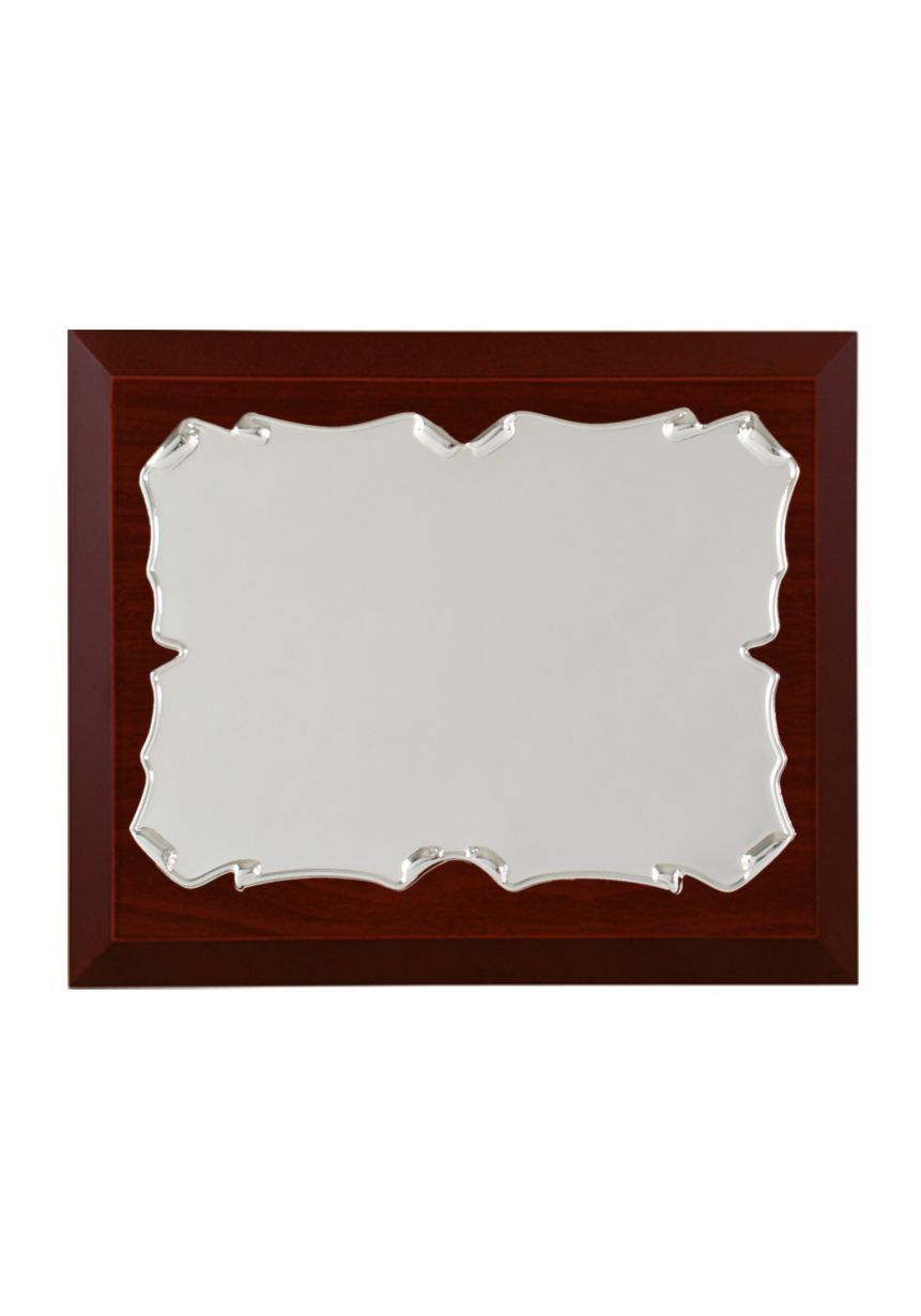 Placa de homenaje comercial rectangular de aluminio con forma pergamino lateral redondo