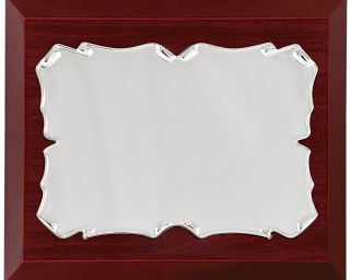 Placa de homenaje comercial rectangular de aluminio con forma pergamino lateral redondo