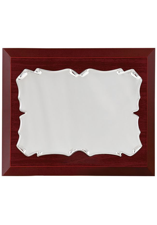 Placa de homenaje comercial rectangular de aluminio con forma pergamino lateral redondo