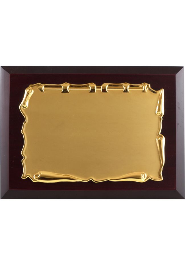 Placa de homenaje comercial de metal con forma pergamino Placa de homenaje comercial de metal con forma pergamino