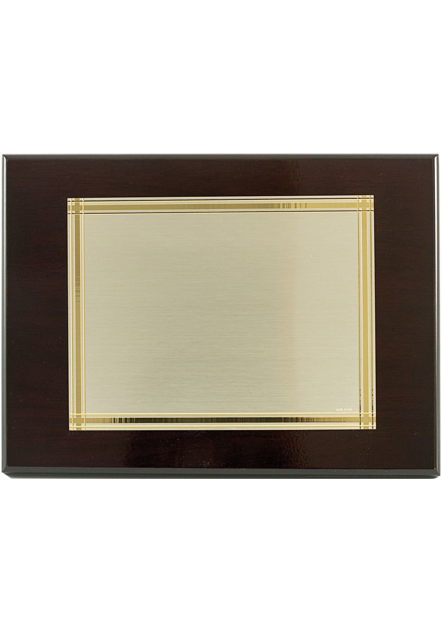 Plaque tribute silver plated shaped vertical parchment
