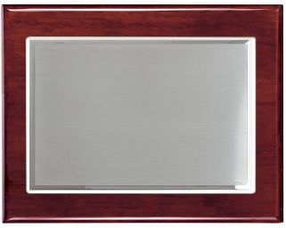 Placa de homenaje bañado en plata con forma rectangular y marco doble