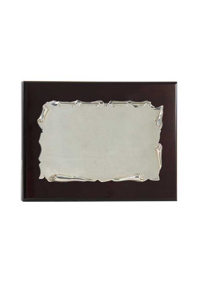 Placa de homenaje plata de ley con forma pergamino Placa de homenaje plata de ley con forma pergamino