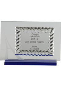 Tribute rectangular plate glass frame and silver carved column on the side