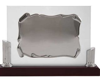 En forme de parchemin plaque de verre d'hommage avec deux sidebars