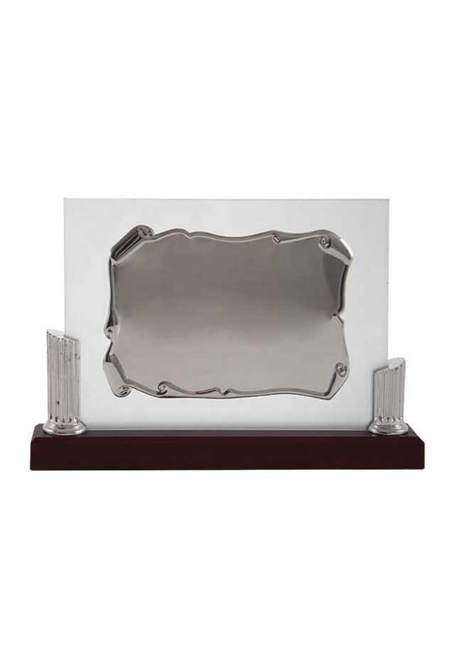 A forma di pergamena lastra di vetro omaggio con due barre laterali