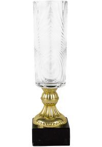 Trofeo jarrón labrado redondo de cristal-1