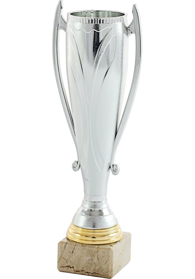 Trofeo copa cónica color plata asas