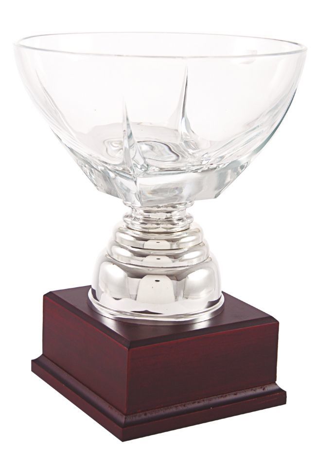 Trofeo copa con centro cristal bajo