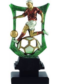 Trofeo de futbol con figura y marco verde Thumb