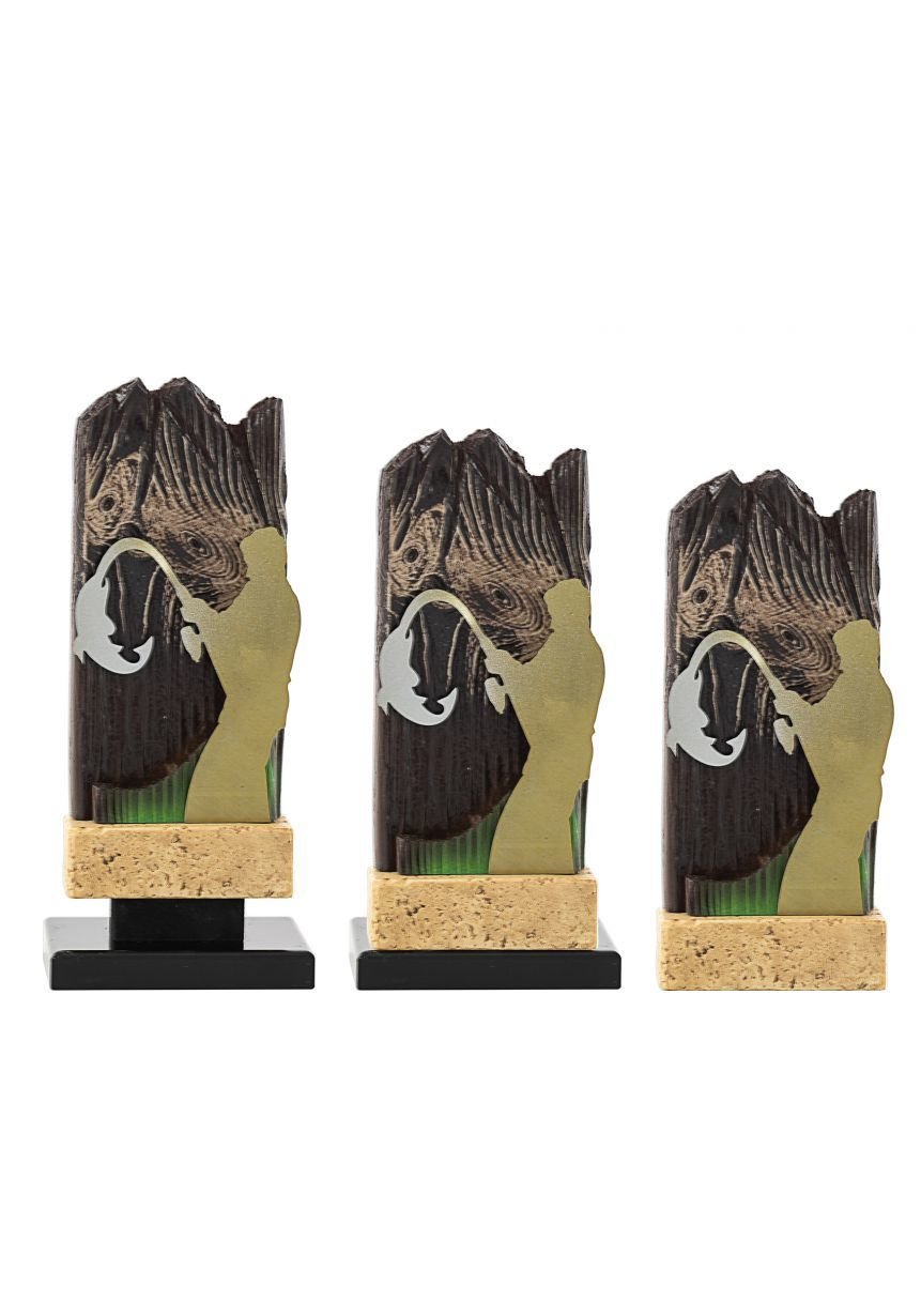 Trofeo abanico metal/resina pesca