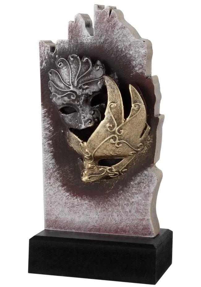 Maschera di metallo trofeo e arlecchino